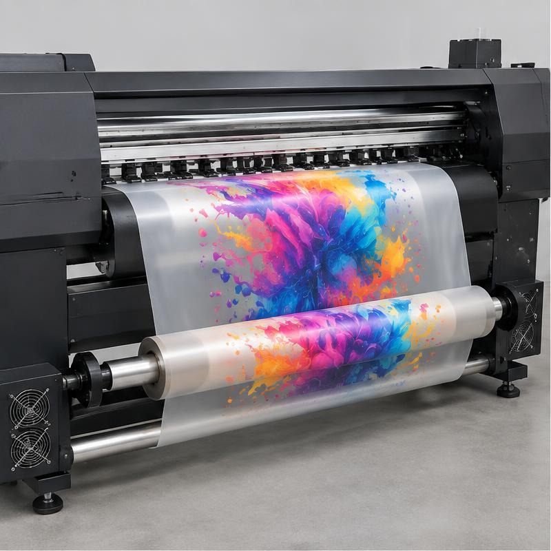 Wide-format printer producing DTF transfer film